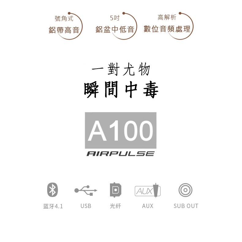 台灣現貨 EDIFIER 漫步者 AIRPULSE A100 主動式 旗艦 書架型 2.0 電腦喇叭 黑色 / 白色 白色 (現貨)