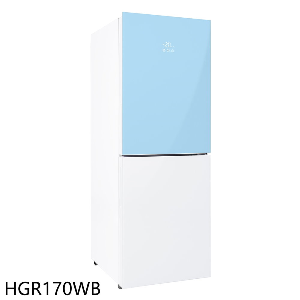 《滿萬折1000》海爾【HGR170WB】170公升玻璃風冷雙門薄荷藍琉璃白冰箱(含標準安裝)