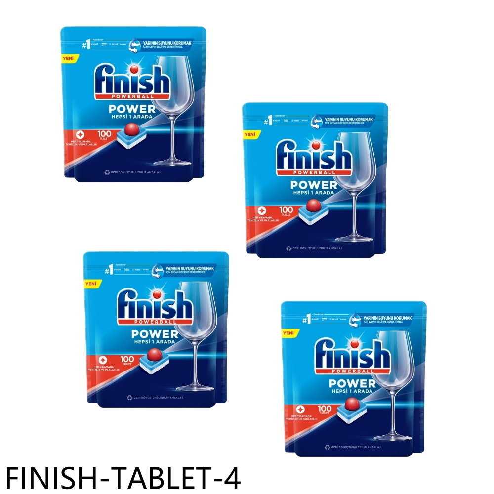 《滿萬折1000》FINISH【FINISH-TABLET-4】洗碗錠400入全效合一洗碗塊洗滌球4盒組洗碗機配件