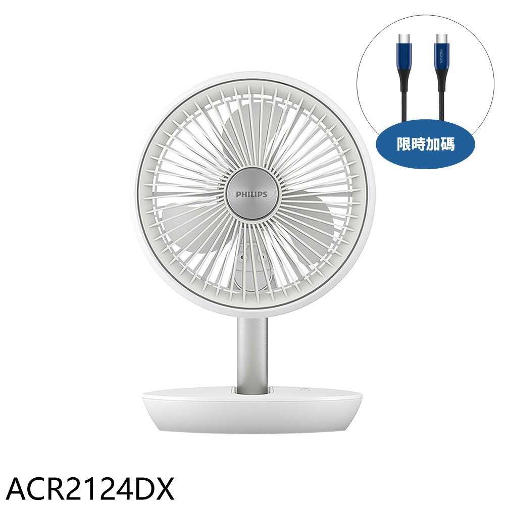 《滿萬折1000》飛利浦【ACR2124DX】迷你行動迴圈摺疊電風扇(7-11商品卡200元)