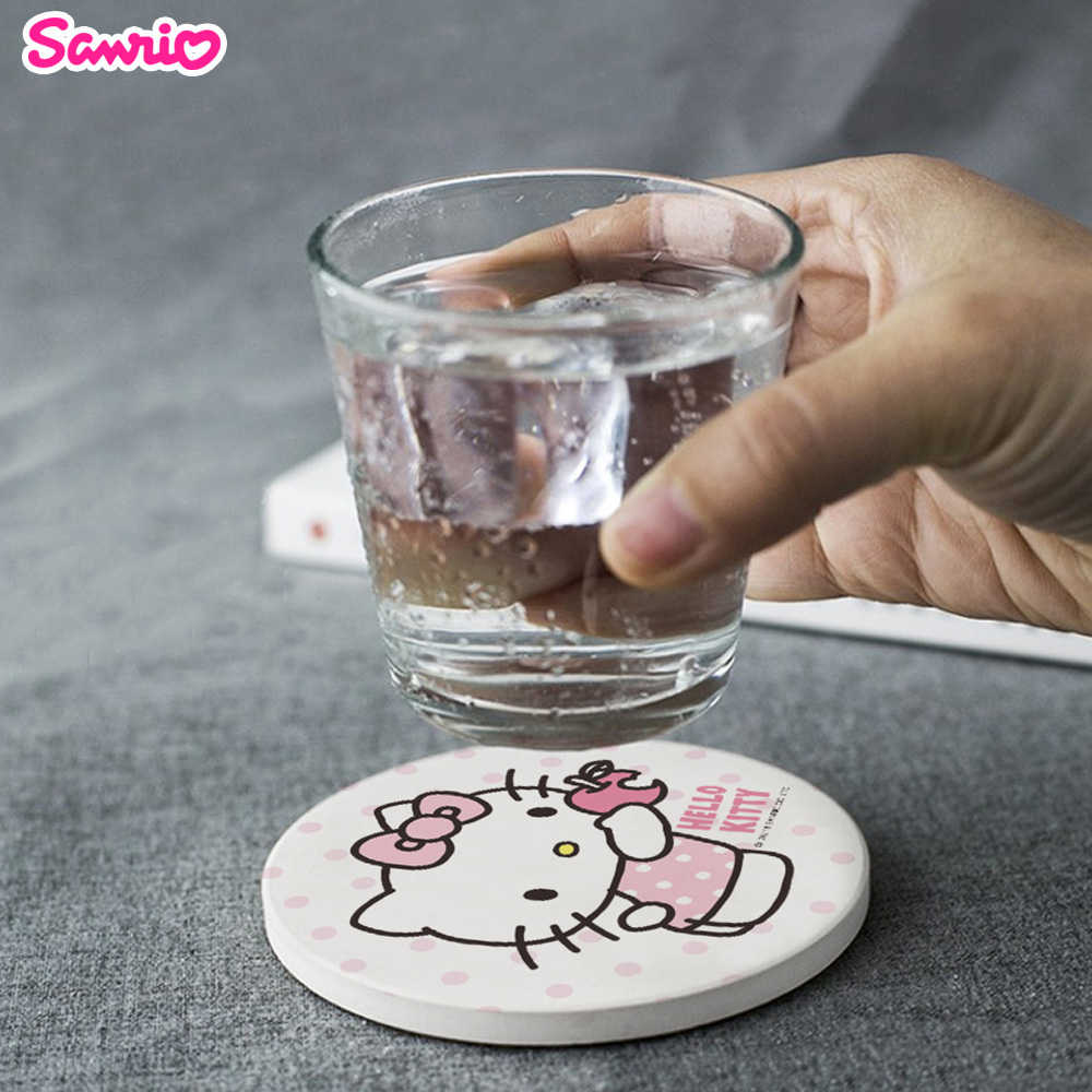 【三麗鷗Sanrio】HELLO KITTY超可愛授權珪藻土吸水杯墊 滿版彩繪款(同款2入組)
