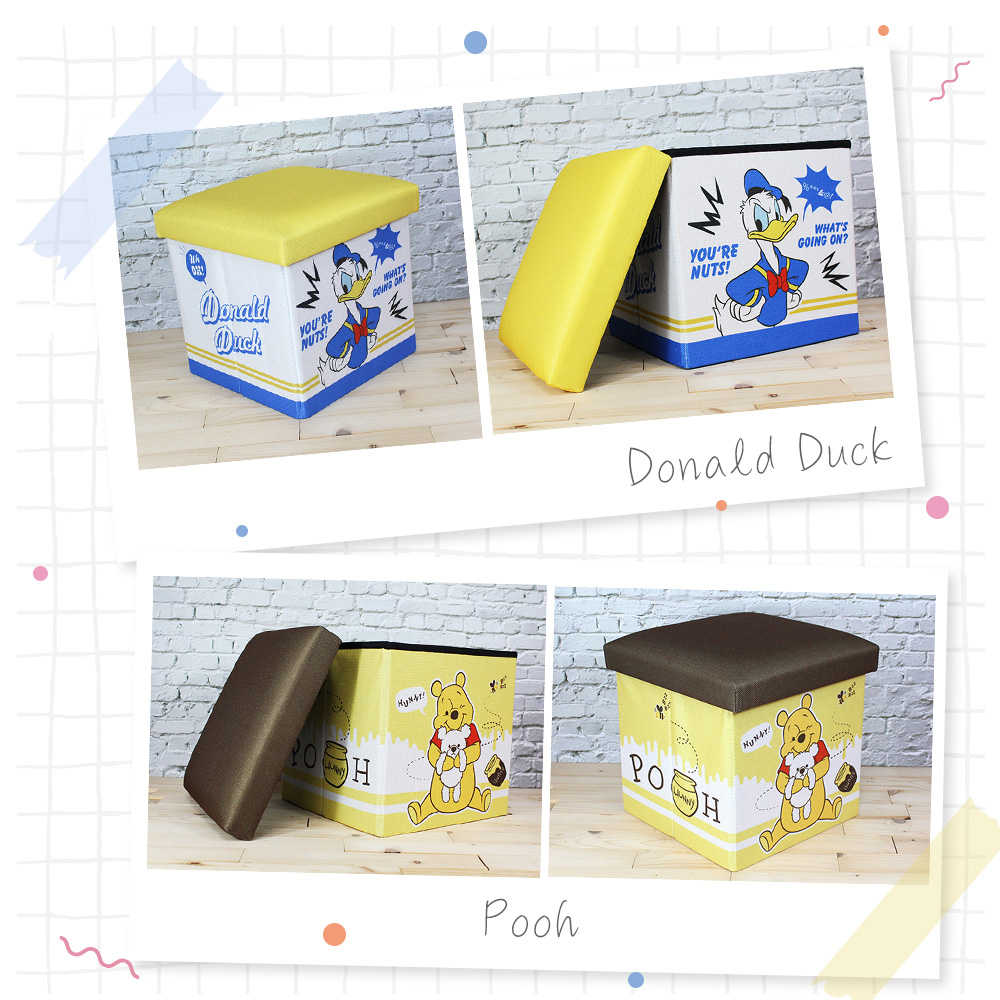 迪士尼Disney 方形摺疊收納箱椅 置物箱 玩具箱 矮凳 椅子