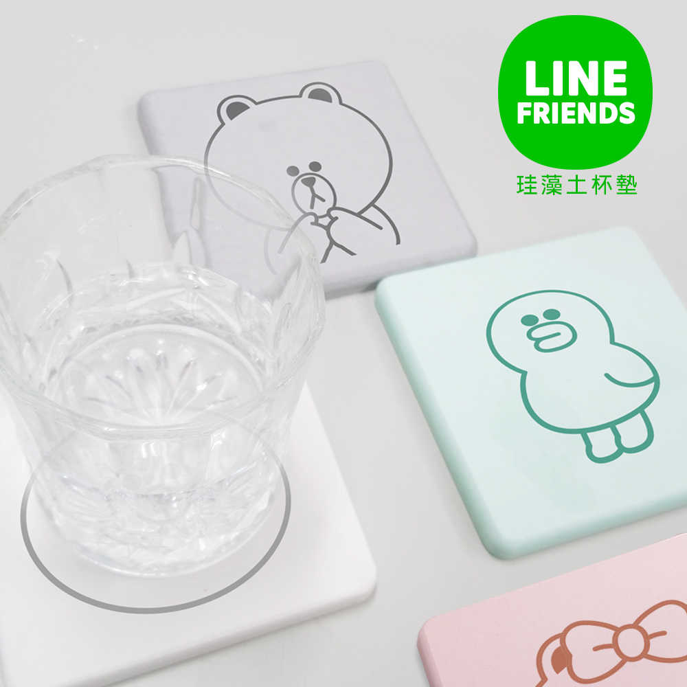 【LINE FRIENDS】簡約和風系列珪藻土吸水杯墊✦一組同款二入✦