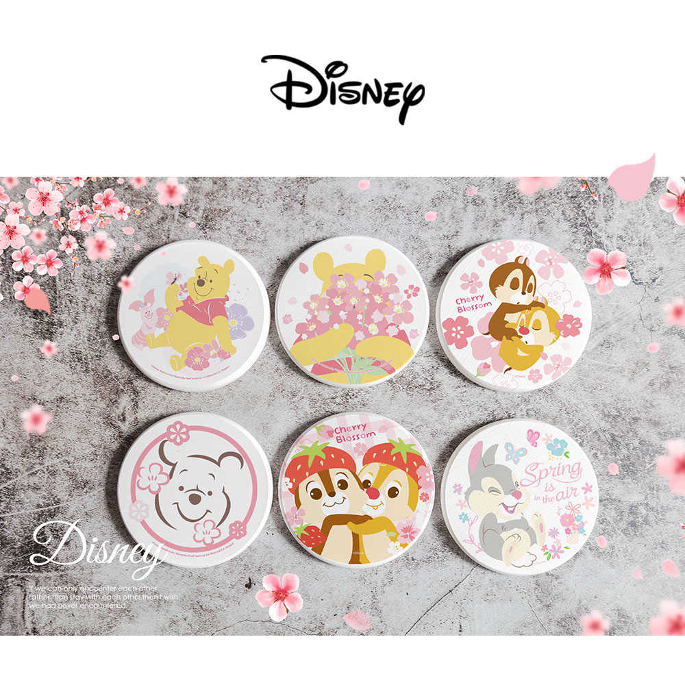 迪士尼Disney 櫻花季 珪藻土吸水杯墊2入組 10X10