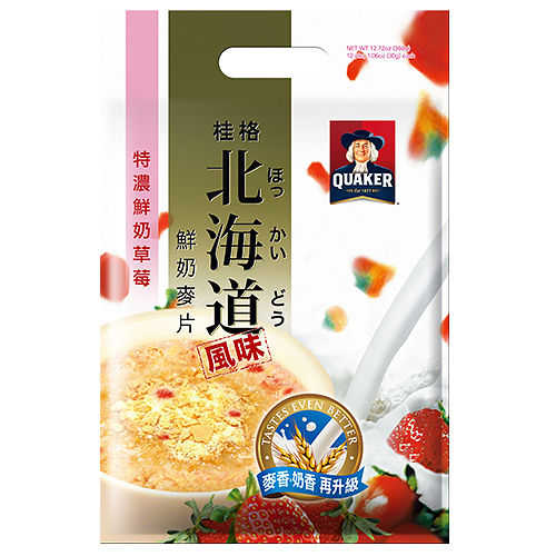 桂格北海道風味麥香鮮奶麥片-鮮奶草莓(30gX12入)x15袋/箱