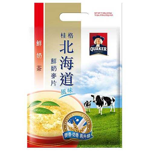 桂格 北海道風味 麥香鮮奶麥片 4入/組 (特濃鮮奶+鮮奶茶+芝麻麥香+榛果可可)