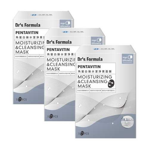 《台塑生醫》Dr’s Formula角蛋白鎖水潔淨黑面膜(5片/盒)＊3盒入