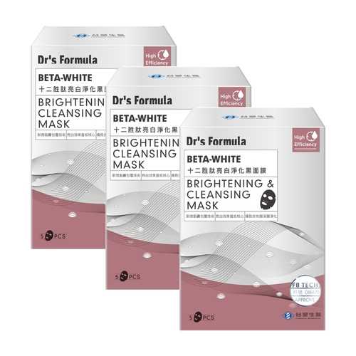 《台塑生醫》Dr’s Formula十二胜肽亮白淨化黑面膜(5片/盒)＊3盒入