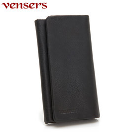 【vensers】小牛皮潮流個性皮夾~NB7600201黑色三折長夾