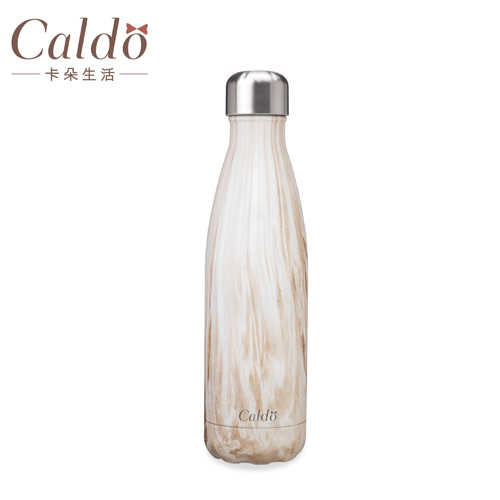 【Caldo卡朵】曲線木紋不鏽鋼保溫瓶500ml