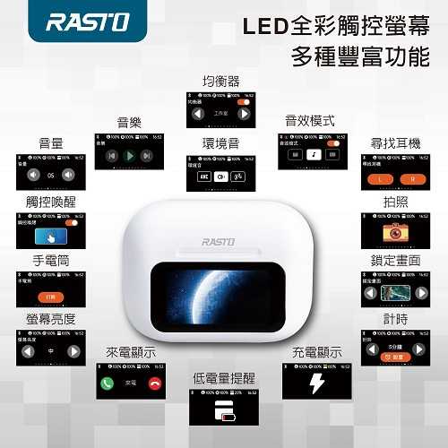 RASTO RS70 AI智能全觸控螢幕ANC+ENC主動降噪藍牙5.4耳機