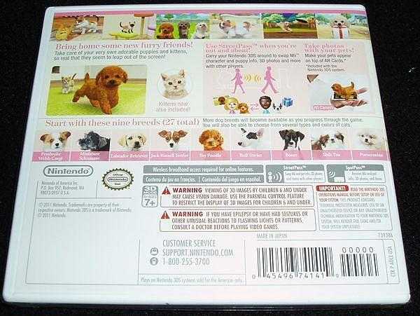 美版 3DS專用 任天狗 + 貓與紅貴賓犬 Nintendogs + cats