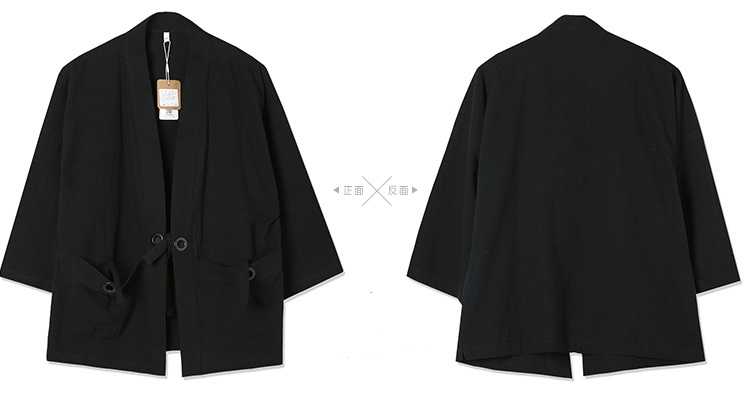 <免運>日系簡約 和服 開襟外套 和服外套 高品質 黑 純棉款 男 甚平 祭典外套