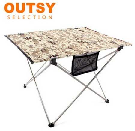 【OUTSY嚴選】航太級鋁合金超輕量布折疊桌/布蛋捲桌 (大地數位迷彩)