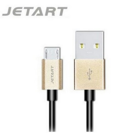 Jetart Micro USB to USB 金屬快充傳輸線(香檳金 / 黑線) CAB050