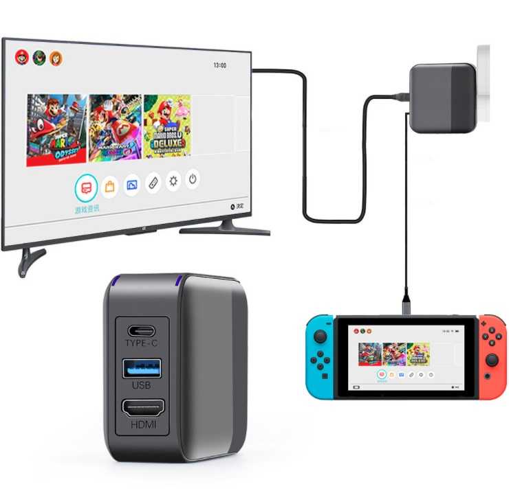【就是要玩】NS Switch 影像轉換器 DOCK 螢幕 影像 轉換 電視 轉接器 轉換器 插頭 TV 底座 轉接