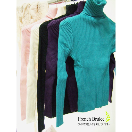 【現貨】韓 合身 保暖 內搭 高領 坑直條 長袖針織衫－紫、粉、藍綠、黑、米白色