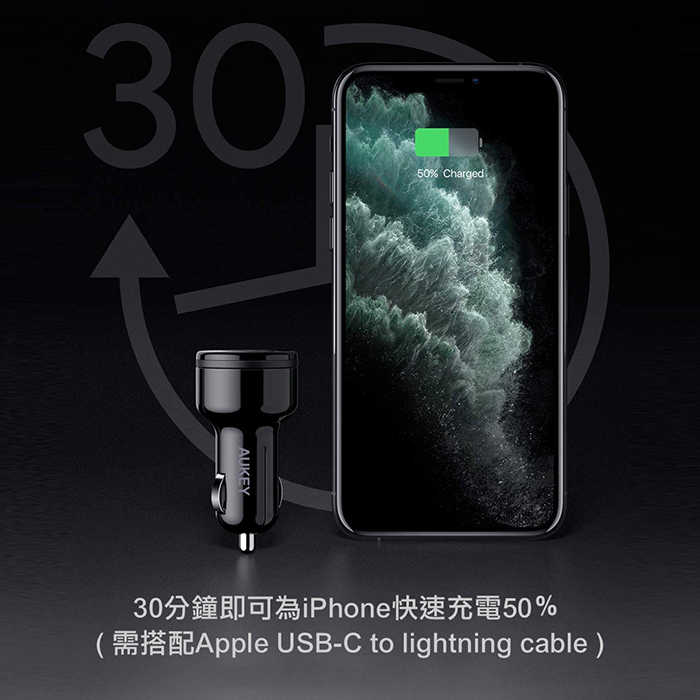 Aukey 車充cc Y16 36w 雙qc3 0 Pd3 0車用快速充電器雙孔車充台灣原廠保固免運費 配件大街 線上購物 有閑娛樂電商