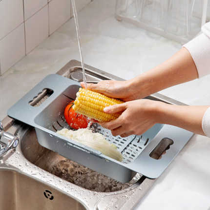 廚房水槽 可伸縮瀝水架 瀝水籃 碗碟架 蔬菜收納架 廚房水槽瀝水架 水槽置物 瀝水收納【RS1053】
