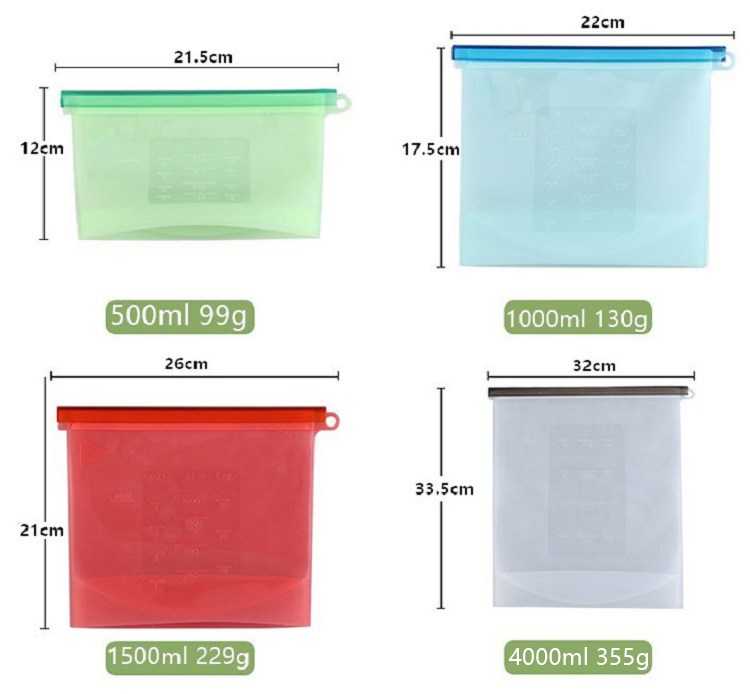 [500ML]矽膠保鮮袋 可微波加熱 密封保鮮袋 環保收納袋 食品密封袋 食物袋 廚房收納 密封袋【RS1148】