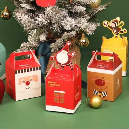 聖誕節 聖誕老人麋鹿手提包裝盒 糖果盒 禮物盒 紙盒 烘焙餅乾盒 團購 批發【ME011】