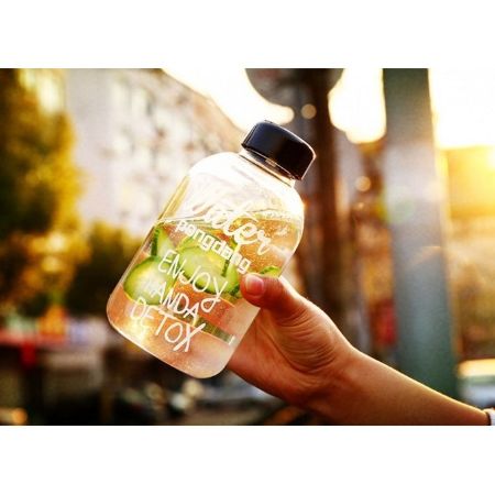Pongdang Water韓國玻璃杯塑膠款 透明水杯 創意水瓶 隨身杯隨行杯600ml【RS454