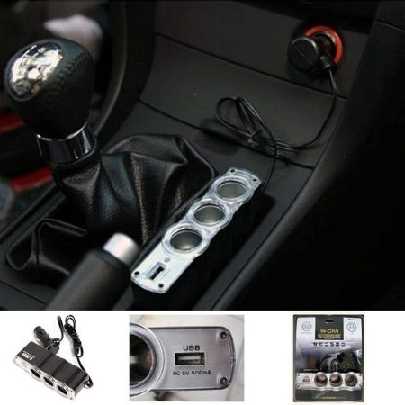 車用 USB 點菸器 三孔 擴充 插座1轉3 點煙器 擴充座 導航 行車記錄器 【RR011】