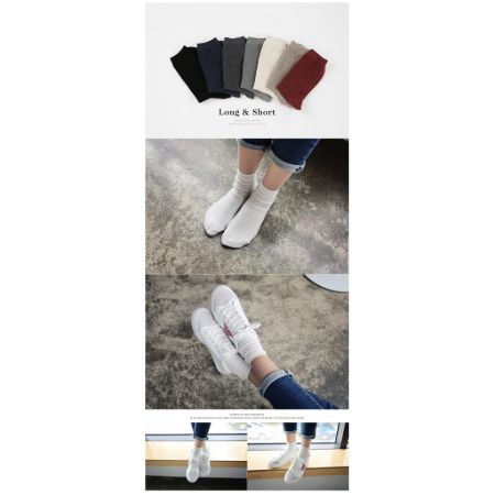 韓國秋冬百搭 螺紋素色中筒襪長襪 單色純色 襪子 堆堆襪【RS515】