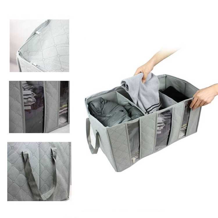 透明竹炭防塵收納袋 大容量65L 衣物收納袋 收納包 整理箱 儲物袋 衣物袋 可折疊【RS940】