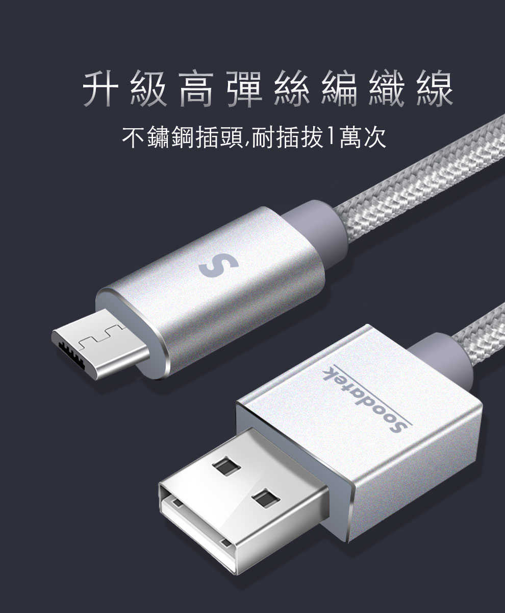 Takaya鷹屋經銷 有保固【A TO Micro B快充+傳輸線】UM2 USB2.0高彈絲編織線