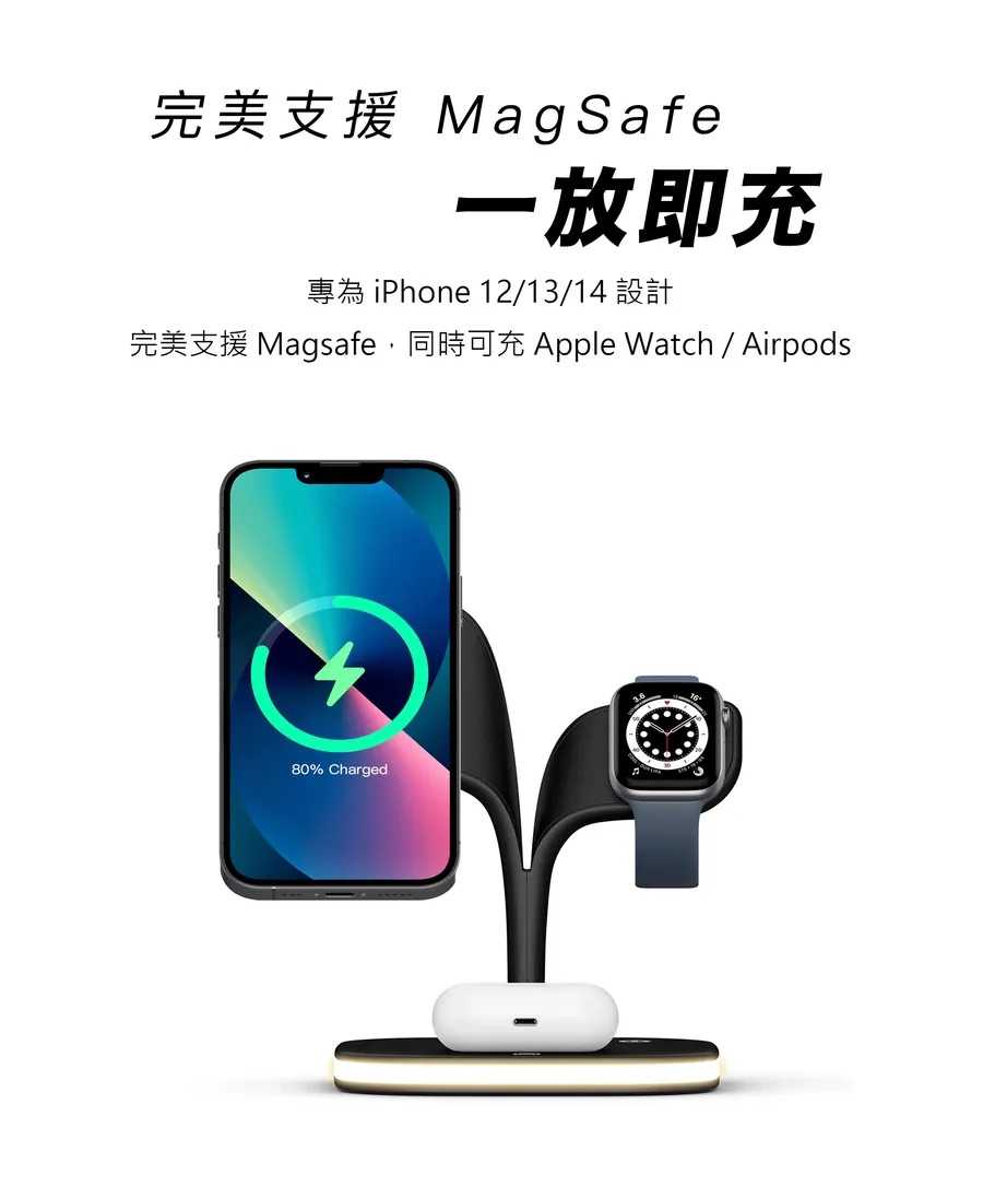 怪獸選物 IDEAMON 小樹五合一 MagSafe 極速 充電座 無線充電 magsafe 磁吸 Qi 三段夜燈