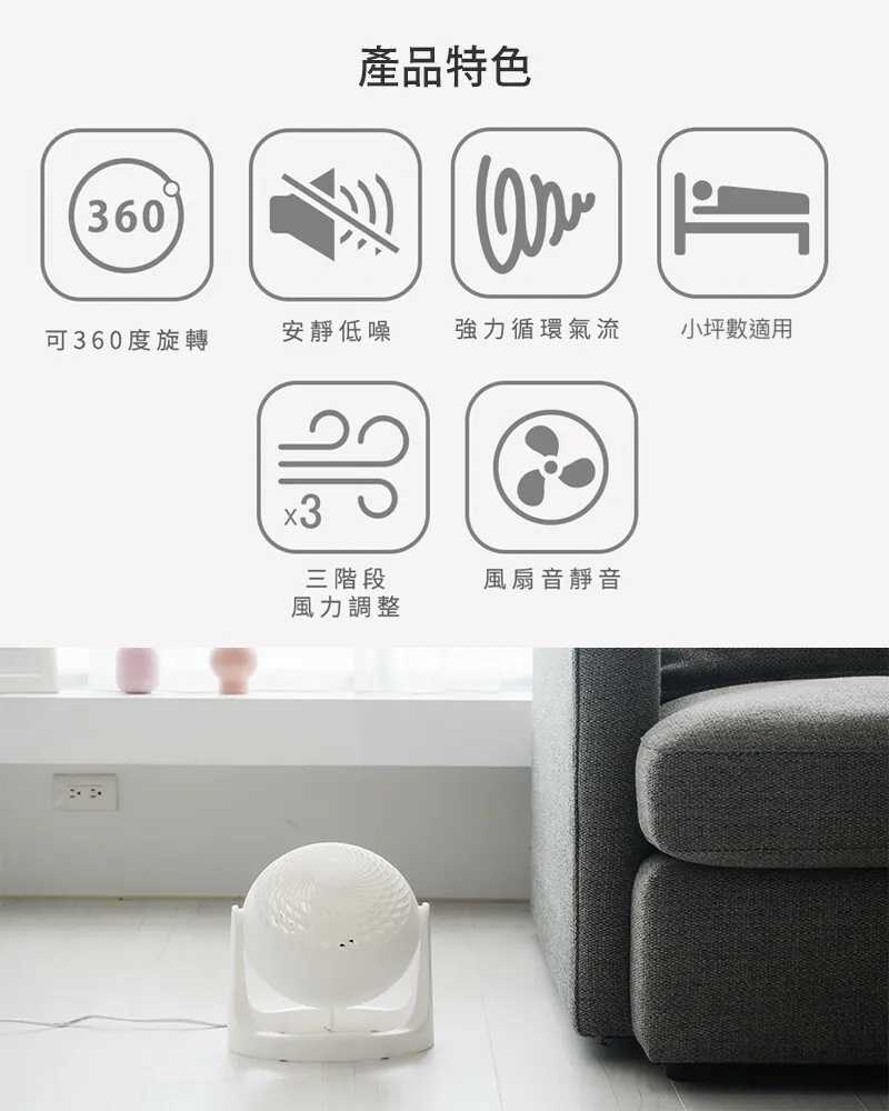 IRIS OHYAMA 空氣循環扇 4坪 7坪 循環扇 風扇 空氣循環 靜音 360度 三段風速 靜音好睡眠 強力氣流