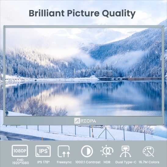 ARZOPA  A1 GAMUT T 15.6吋 1080p 60Hz 高清 攜帶型螢幕 IPS HDR CP高