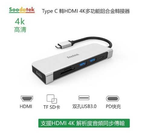SOODATEK Type C to HDMI多功能轉接器 CDHU Takaya鷹屋 支援4K HUB