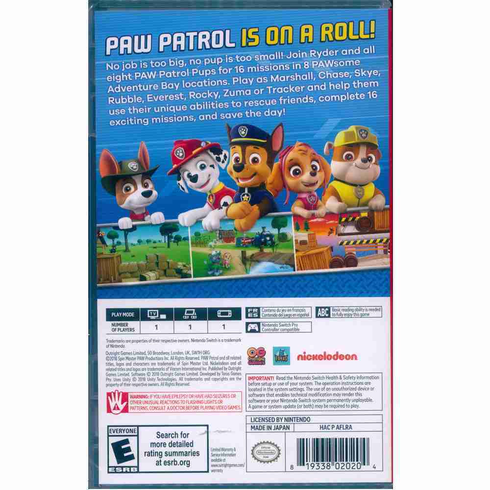 【一起玩】NS SWITCH 汪汪隊立大功出發救援 英文美版 Paw Patrol On A Roll