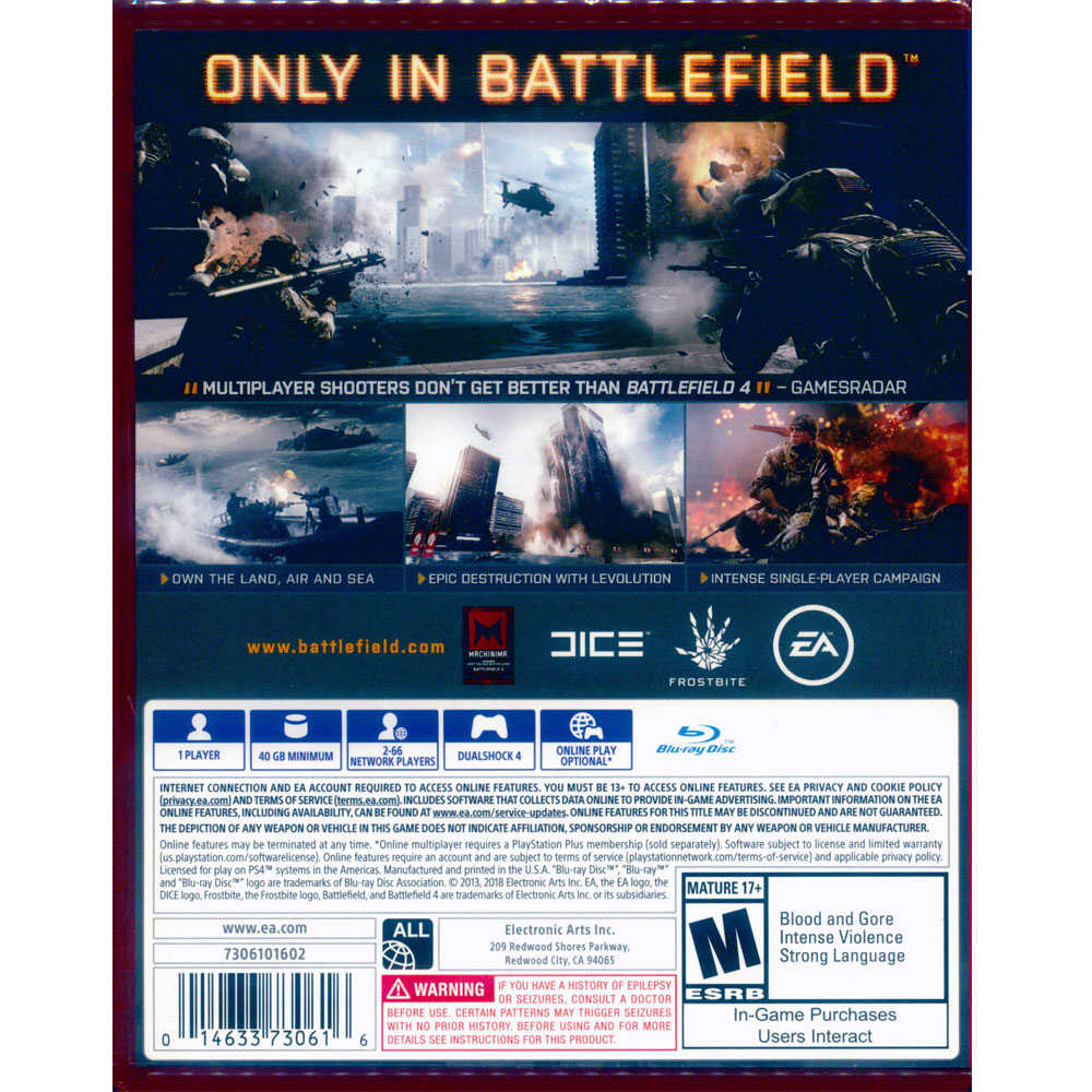 (現貨全新) PS4 戰地風雲4 英文美版 PS4 Battlefield 4 Battle