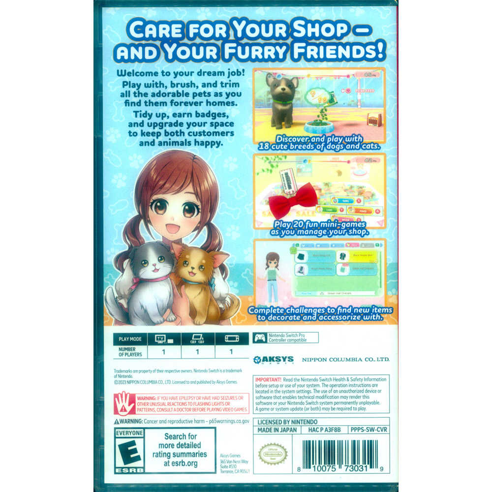 【一起玩】NS SWITCH 貓貓狗狗寵物店 英文美版 Pups \u0026 Purrs Pet Shop 汪汪喵喵寵物店