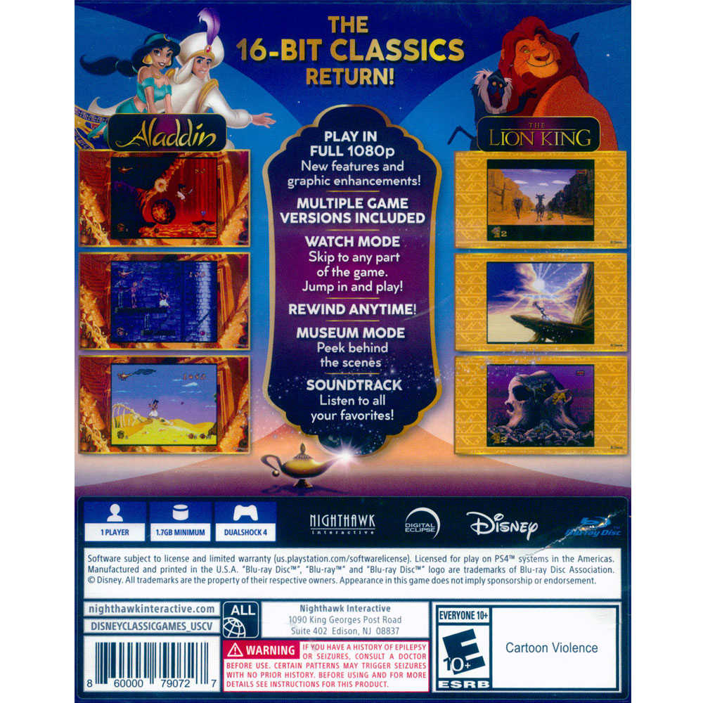 【一起玩】 PS4 迪士尼經典遊戲：阿拉丁和獅子王 英日文美版 Disney Classic Ga