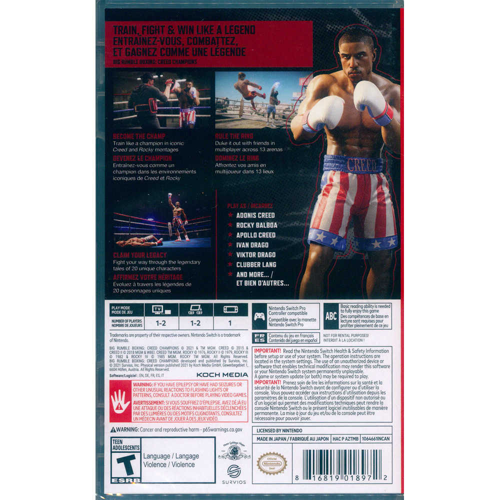 【一起玩】 NS SWITCH 拳擊大亂鬥 金牌拳手 英文美版 Big Rumble Boxing : Creed Ch