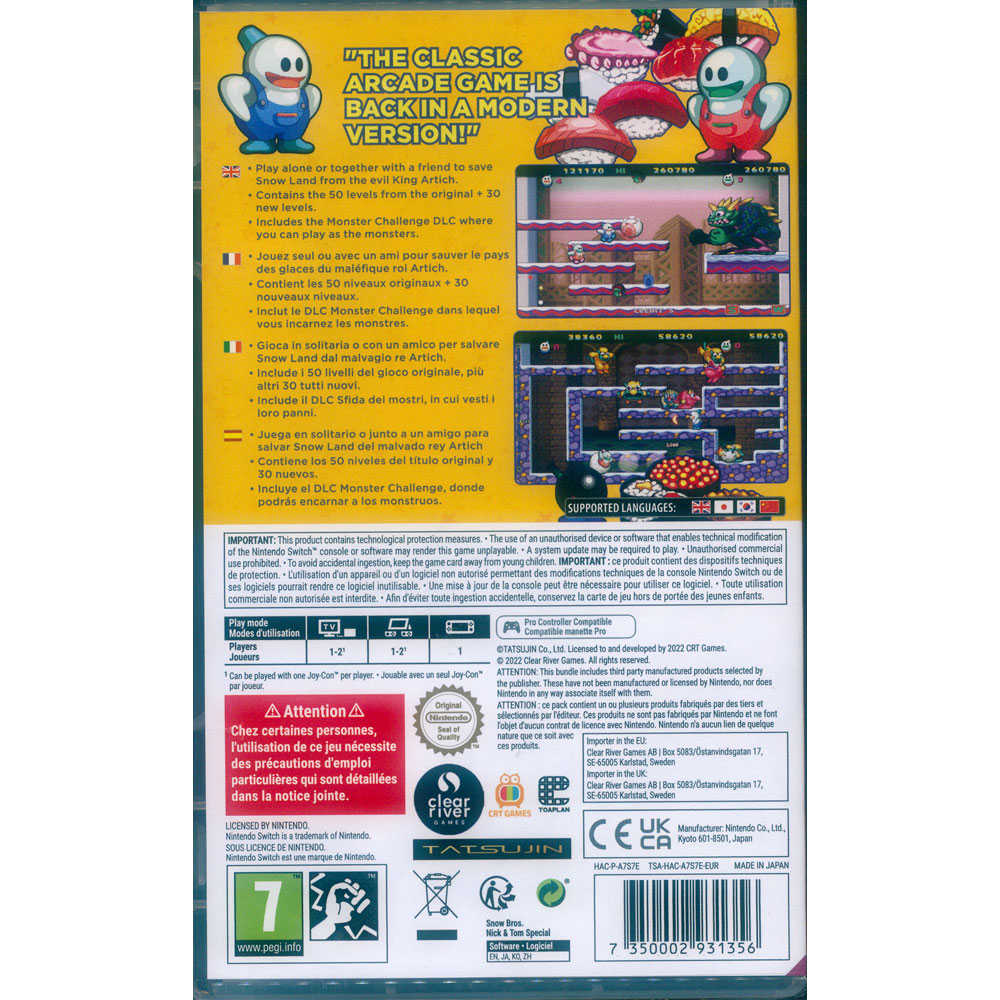 【一起玩】NS Switch 雪人兄弟 特別版 中英日文歐版 Snow Bros. Nick \u0026 Tom Special