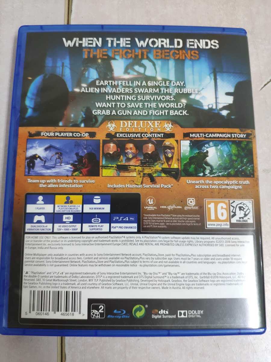 【二手-僅開封測試語言】 PS4 地球隕落 豪華版 英文歐版 EARTHFALL DELUXE EDITION