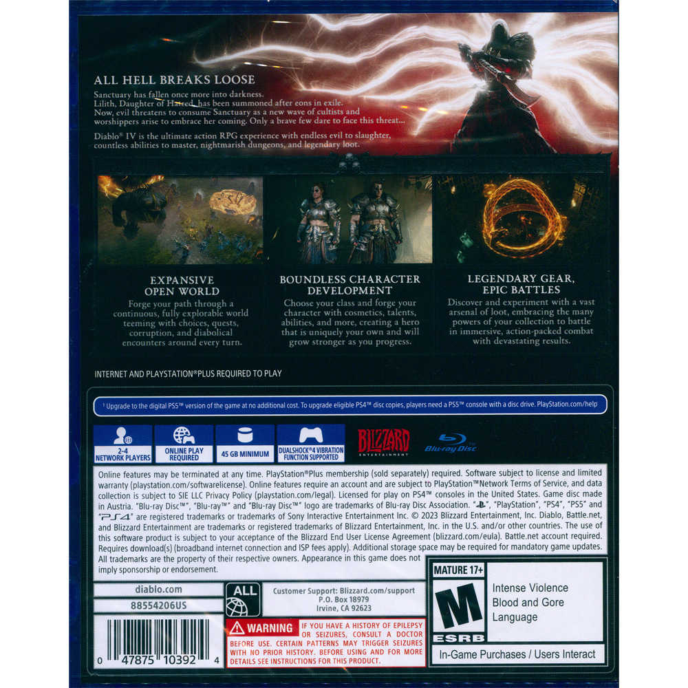 【一起玩】PS4 暗黑破壞神 4 中英日文亞版(美版) DIABLO IV 暗黑4 暗黑IV 可升級PS5版本