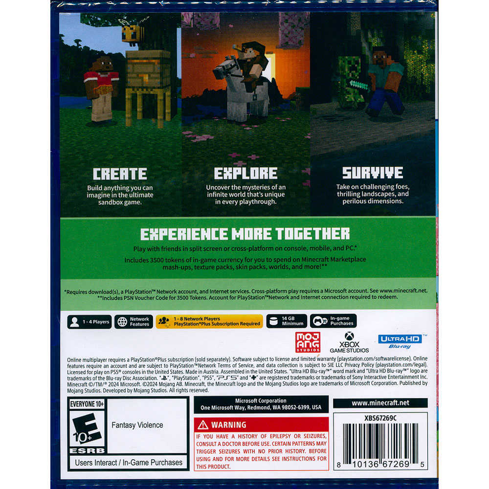 【一起玩】PS5 我的世界+3500代幣 中文版 Minecraft +3500 TOKENS 創世神 麥塊