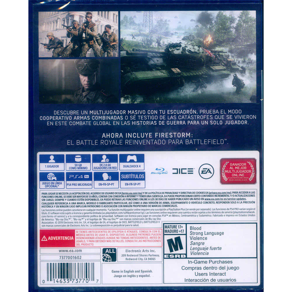 (現貨全新) PS4 戰地風雲 5 中英文美版 BATTLEFIELD V 包含烈焰風暴 大逃殺模式
