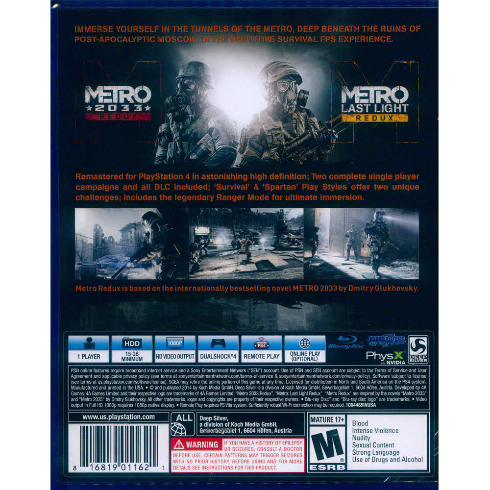 【一起玩】 PS4 戰慄深隧二合一終極完整加強版 英文美版 METRO REDUX (現貨全新)