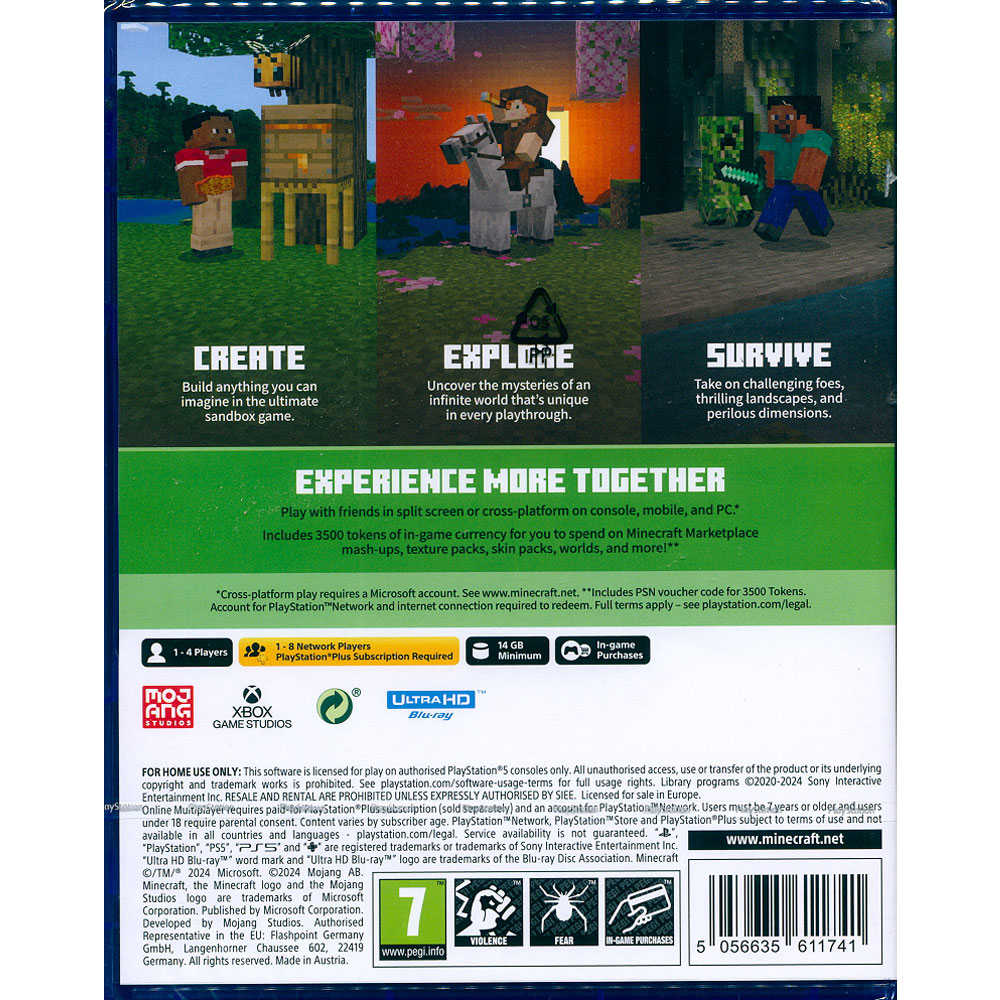 【一起玩】PS5 我的世界+3500代幣 中文版 Minecraft +3500 TOKENS 創世神 麥塊