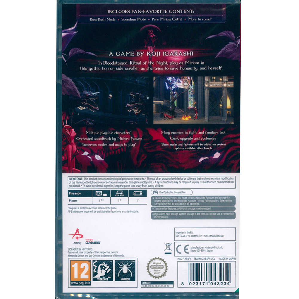 【一起玩】NS Switch 血咒之城：暗夜儀式 (附密碼表) 中英日文歐版 Bloodstained