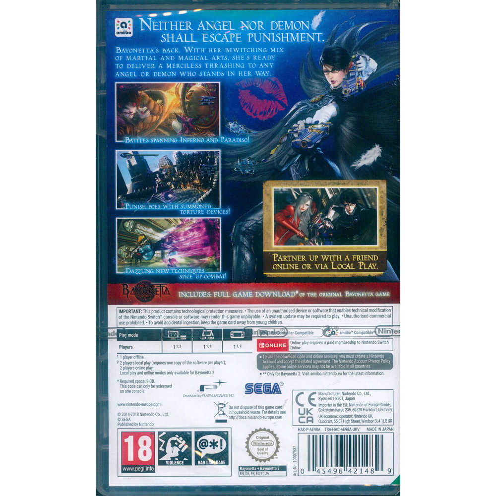 (現貨全新) NS SWITCH 魔兵驚天錄 1+2 合輯 中英日文歐版 BAYONETTA