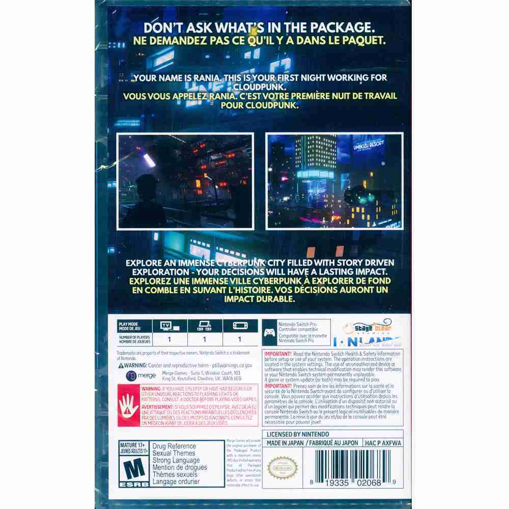 【一起玩】 NS Switch 雲端快遞 中英日文美版 Cloudpunk - 一起玩電玩數位館-線上購物| 有閑娛樂電商