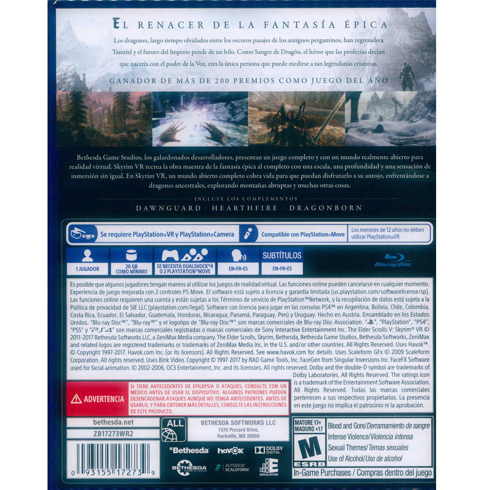 【一起玩】PS4 PSVR 上古捲軸5：天際 VR 英文美版 The Elder Scrolls V: Skyrim V